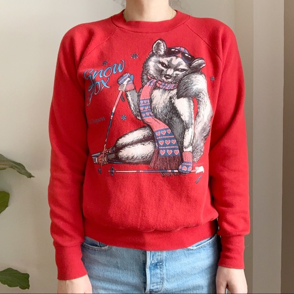 Vintage Tops - Vtg 80s Snow Fox Ski Aspen Sweatshirt M USA Made